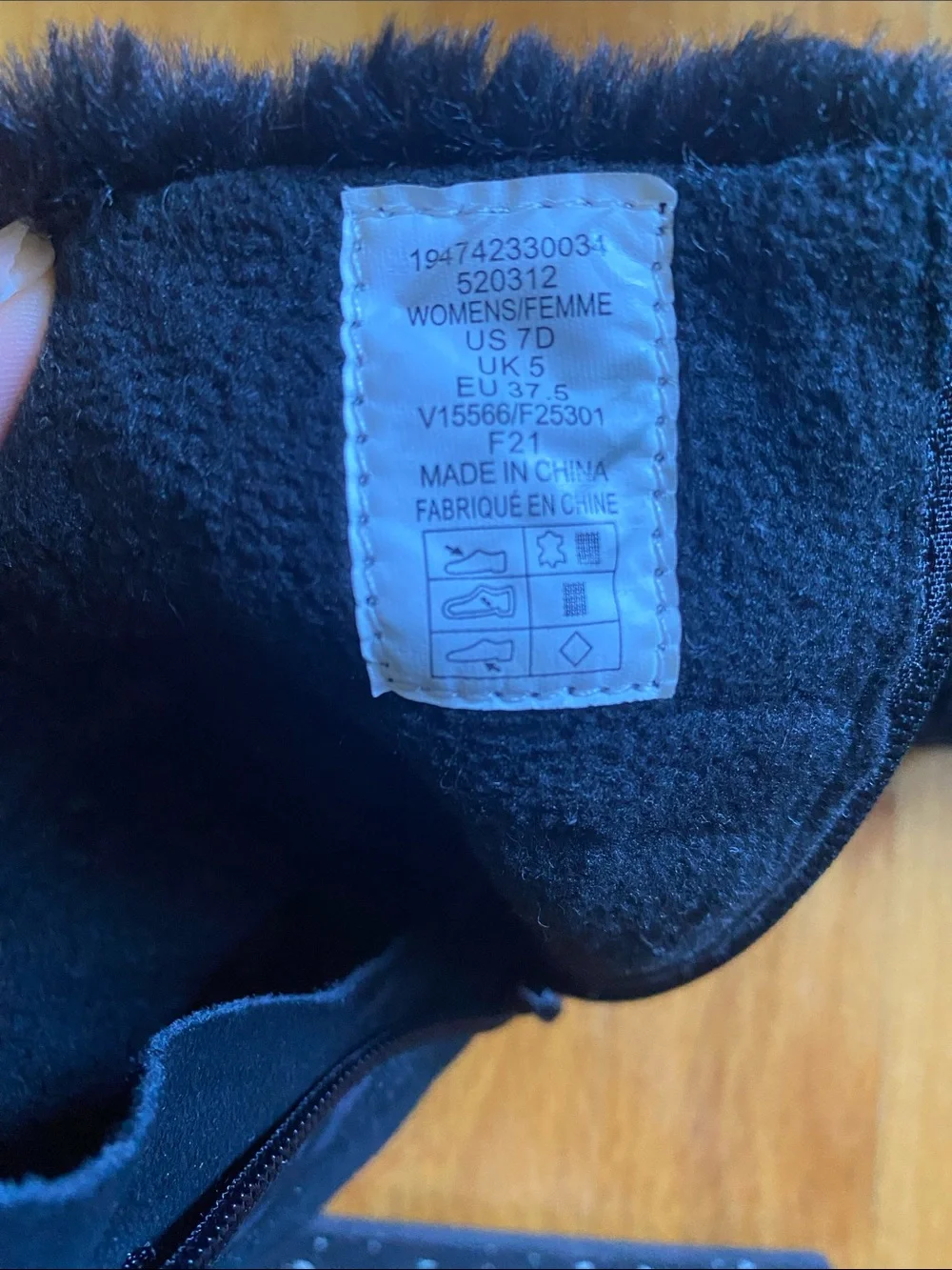 Lands' End Black Faux Fur Cuff Winter Ankle Boots